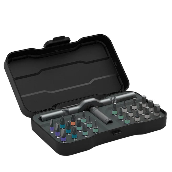 Juego de Destornilladores Ratchet 24 en 1, Juego de Puntas de Acero de Alta Calidad, Mango de Trinquete Multifuncional