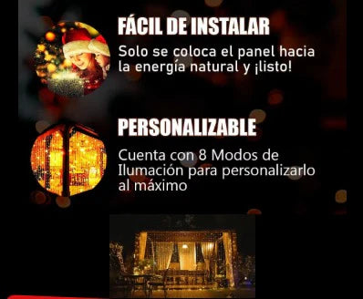 Cortina LED con Panel Solar