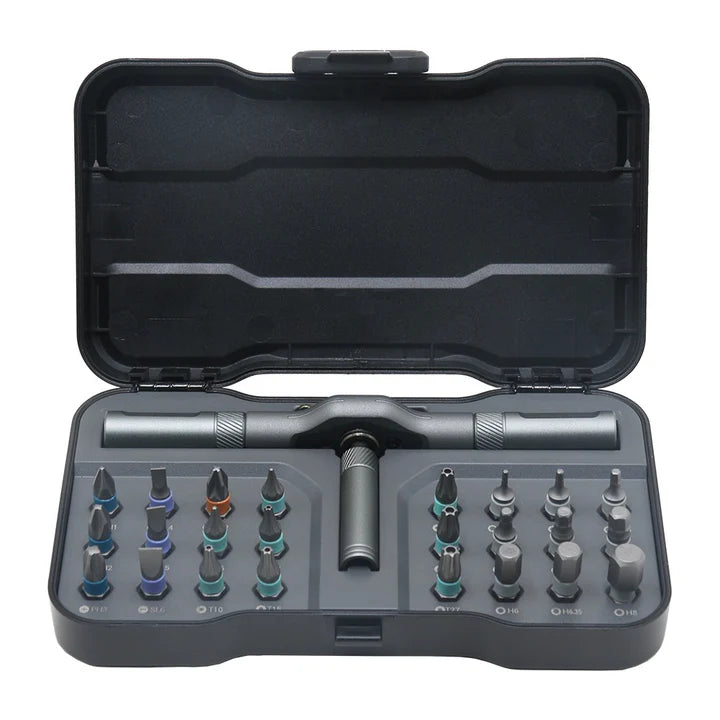 Juego de Destornilladores Ratchet 24 en 1, Juego de Puntas de Acero de Alta Calidad, Mango de Trinquete Multifuncional