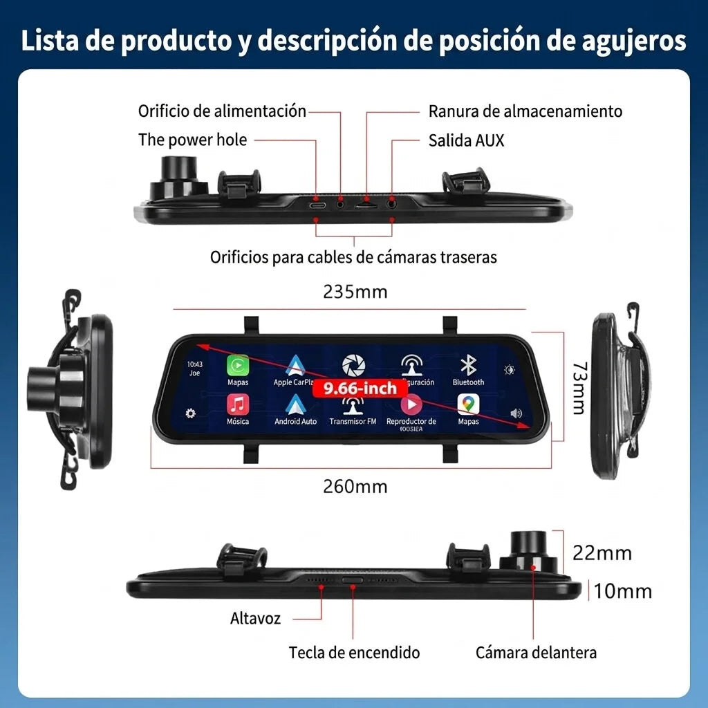Espejo Retrovisor con CarPlay Integrado