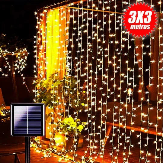 Cortina LED con Panel Solar