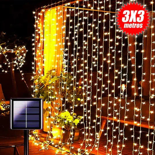 Cortina LED con Panel Solar